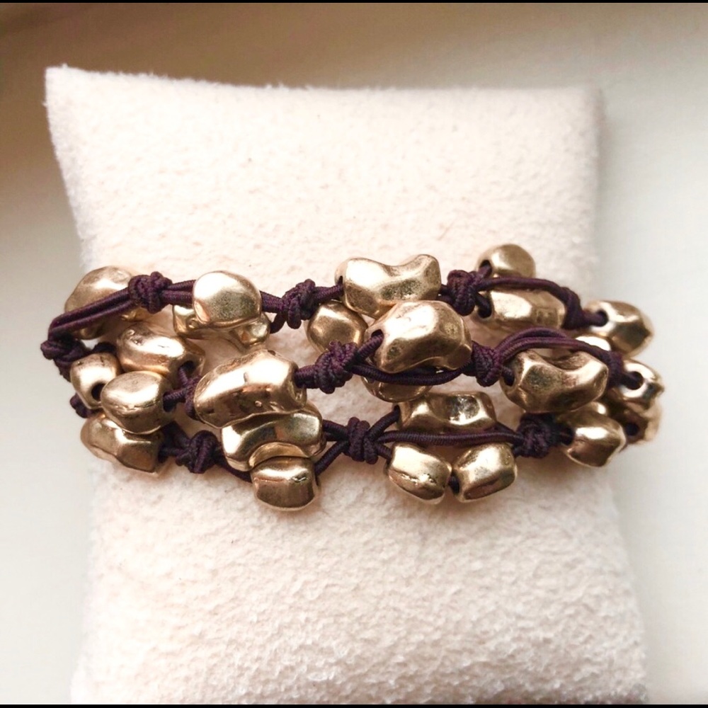 Brown/ gold Boho  multi strand bracelet